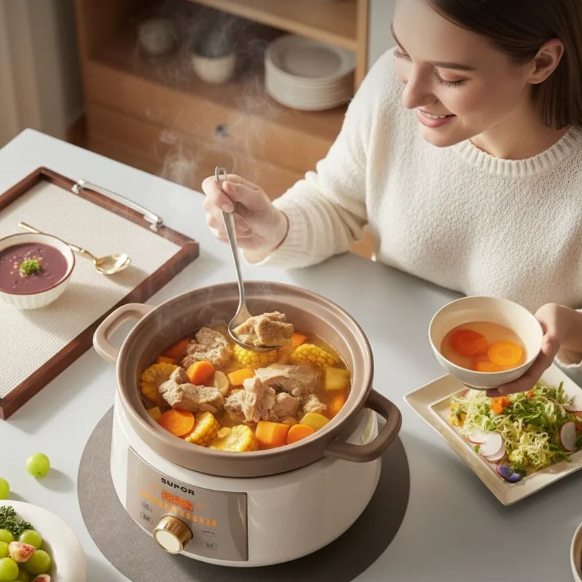 Slow Cooker Ceramic - 4L Ceramic Household Electric Slow Cooker