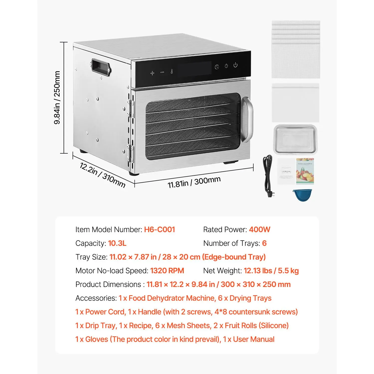 Food Dehydrator Machine, 6 Sta - Dehydrator Tray Electric 评论和价格